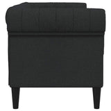 Chesterfield Sofa 2-Seater Black Fabric - 45-Degree Angle