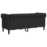 Chesterfield Sofa 2-Seater Black Fabric - Rear View