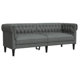 Chesterfield Sofa 3-Seater Dark Grey Fabric - Front View