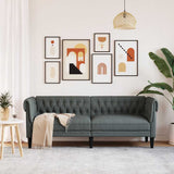 Chesterfield Sofa 3-Seater Dark Grey Fabric - Side View