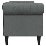 Chesterfield Sofa 3-Seater Dark Grey Fabric - 45-Degree Angle
