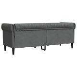 Chesterfield Sofa 3-Seater Dark Grey Fabric - Rear View