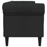 Chesterfield Sofa 3-Seater Black Fabric - 45-Degree Angle