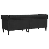 Chesterfield Sofa 3-Seater Black Fabric - Rear View