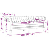 Chesterfield Sofa 3-Seater Black Fabric - Extra Image