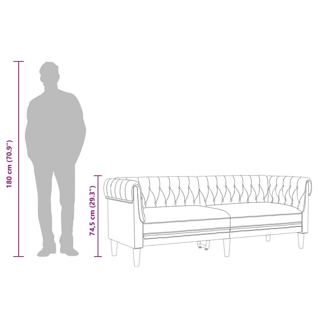 Chesterfield Sofa 3-Seater Black Fabric