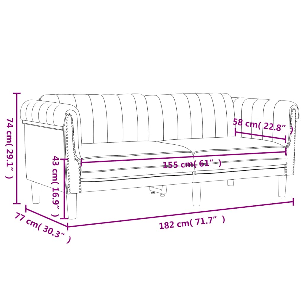 Sofa 2-Seater Dark Grey Velvet
