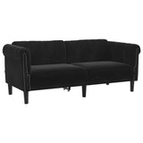 Sofa 2-Seater Black Velvet - Front View