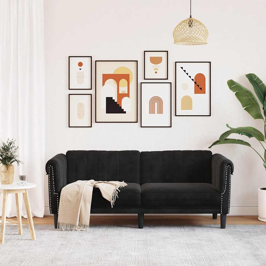 Sofa 2-Seater Black Velvet