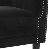 Sofa 2-Seater Black Velvet - Close-Up Angle