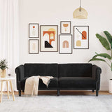Sofa 3-Seater Black Velvet - Side View