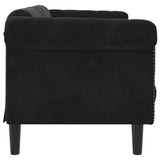 Sofa 3-Seater Black Velvet - 45-Degree Angle