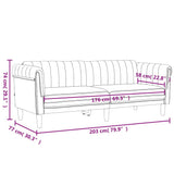 Sofa 3-Seater Black Velvet
