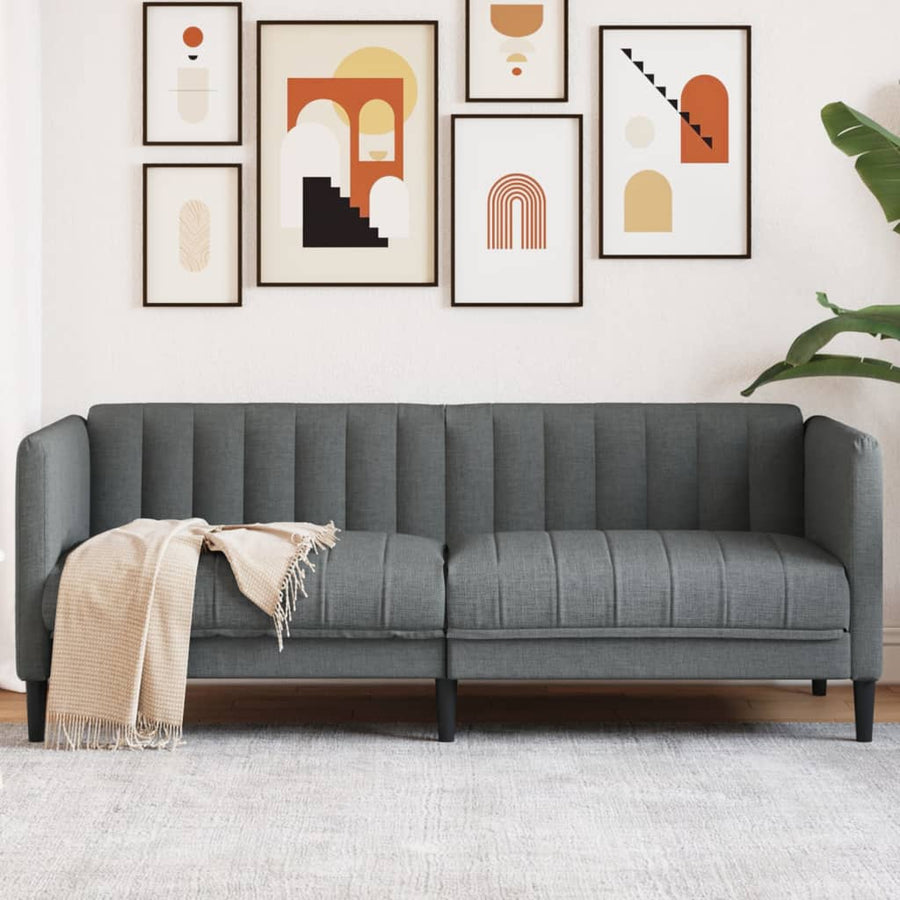 Sofa 2-Seater Dark Grey Fabric