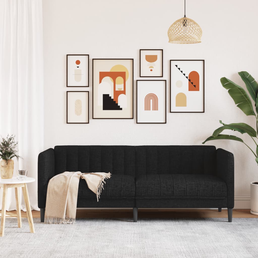 Sofa 2-Seater Black Fabric