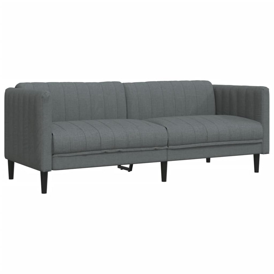 Sofa 3-Seater Dark Grey Fabric