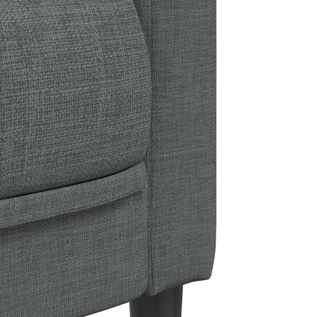 Sofa 3-Seater Dark Grey Fabric