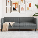 Sofa 3-Seater Dark Grey Fabric