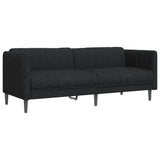 Sofa 3-Seater Black Fabric - Front View