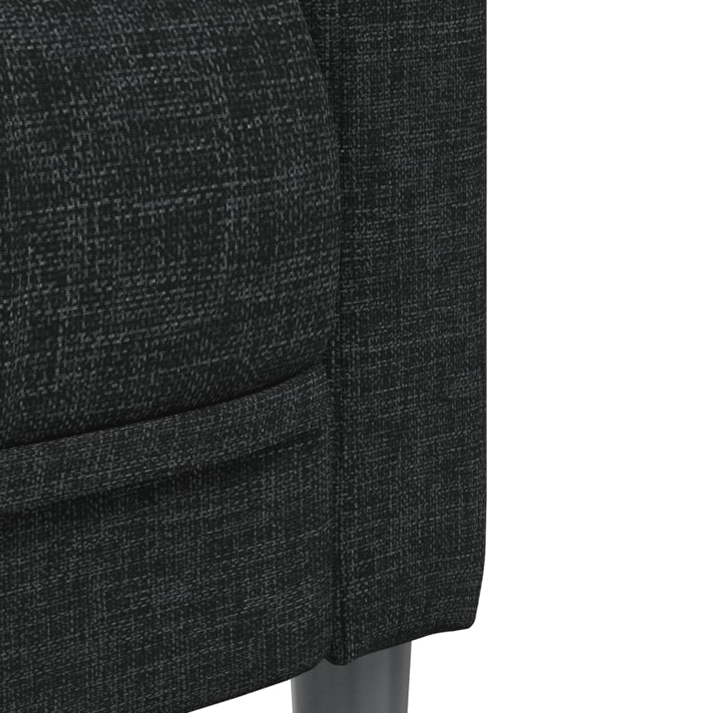 Sofa 3-Seater Black Fabric