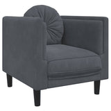 Sofa Chair with Cushion Dark Grey Velvet - Front View