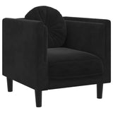 Sofa Chair with Cushion Black Velvet - Front View