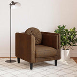 Sofa Chair with Cushion Brown Faux Suede Leather - Side View