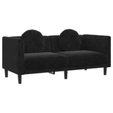Sofa with Cushions 2-Seater Black Velvet - Front View