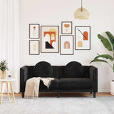Sofa with Cushions 2-Seater Black Velvet - Side View