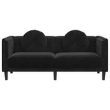 Sofa with Cushions 2-Seater Black Velvet - Top-Down View