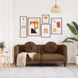 Sofa with Cushions 2-Seater Brown Faux Suede Leather - Side View
