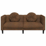 Sofa with Cushions 2-Seater Brown Faux Suede Leather - Top-Down View