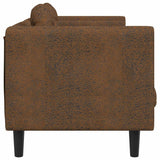 Sofa with Cushions 2-Seater Brown Faux Suede Leather - 45-Degree Angle