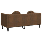 Sofa with Cushions 2-Seater Brown Faux Suede Leather - Rear View