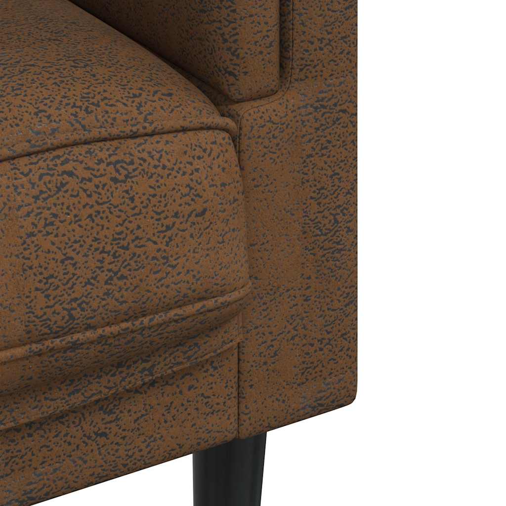 Sofa with Cushions 2-Seater Brown Faux Suede Leather