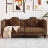Sofa with Cushions 2-Seater Brown Faux Suede Leather