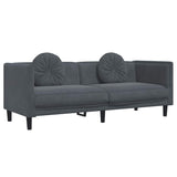 Sofa with Cushions 3-Seater Dark Grey Velvet - Front View