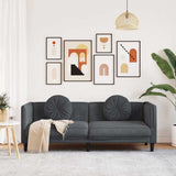 Sofa with Cushions 3-Seater Dark Grey Velvet - Side View