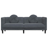 Sofa with Cushions 3-Seater Dark Grey Velvet - Top-Down View