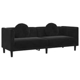 Sofa with Cushions 3-Seater Black Velvet - Front View