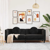 Sofa with Cushions 3-Seater Black Velvet - Side View