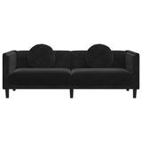 Sofa with Cushions 3-Seater Black Velvet - Top-Down View
