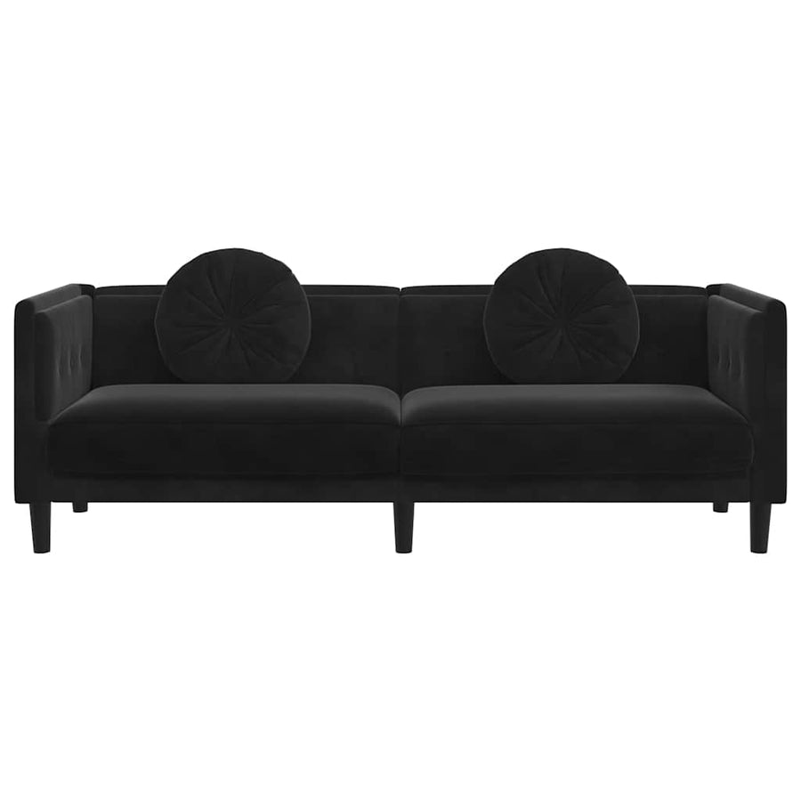 Sofa with Cushions 3-Seater Black Velvet