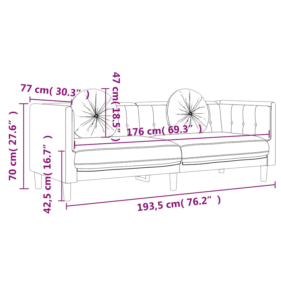 Sofa with Cushions 3-Seater Black Velvet