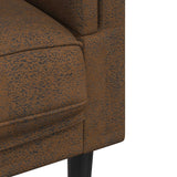 Sofa with Cushions 3-Seater Brown Faux Suede Leather