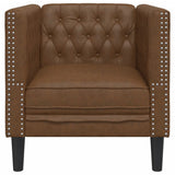 Chesterfield Sofa Chair Brown Faux Suede Leather - Top-Down View