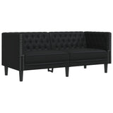 Chesterfield Sofa 2-Seater Black Faux Leather - Front View