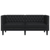 Chesterfield Sofa 2-Seater Black Faux Leather