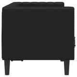 Chesterfield Sofa 2-Seater Black Faux Leather - 45-Degree Angle