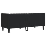 Chesterfield Sofa 2-Seater Black Faux Leather - Rear View
